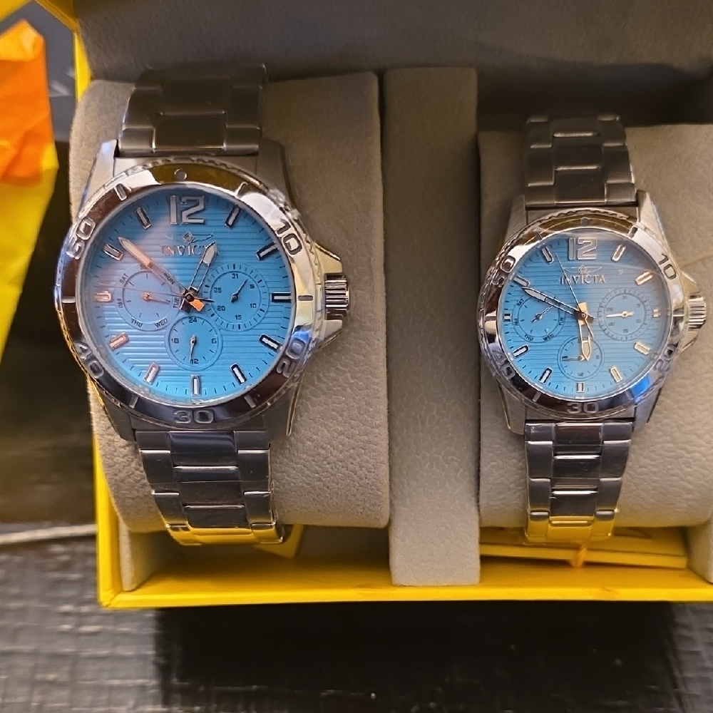 Invicta Celestrial Men's &Womens Silver and Tiffiny Blue  Watch Pair